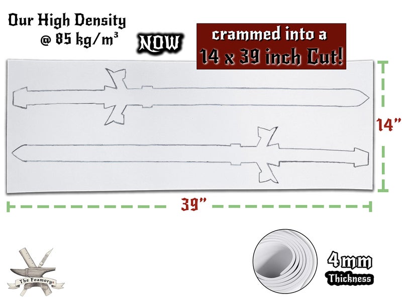 The Foamory EVA Foam Cosplay - (2mm to 10mm) - Black or White - 14"" x 39"" Sheet - Ultra High Density 85 kg/m3 - by The Foamory (White, 4mm - Thickness) - Image 2